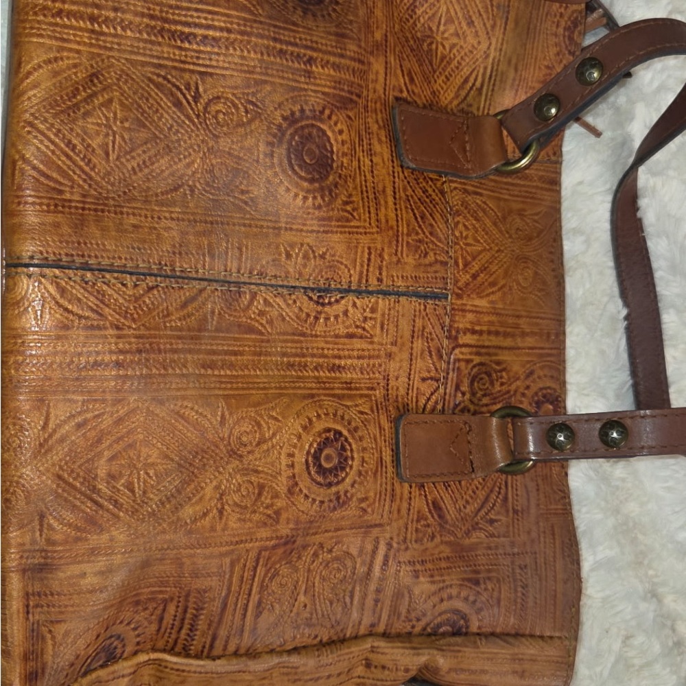 Patricia Nash Brown Patterned Leather Purse Bag - Picture 6 of 9